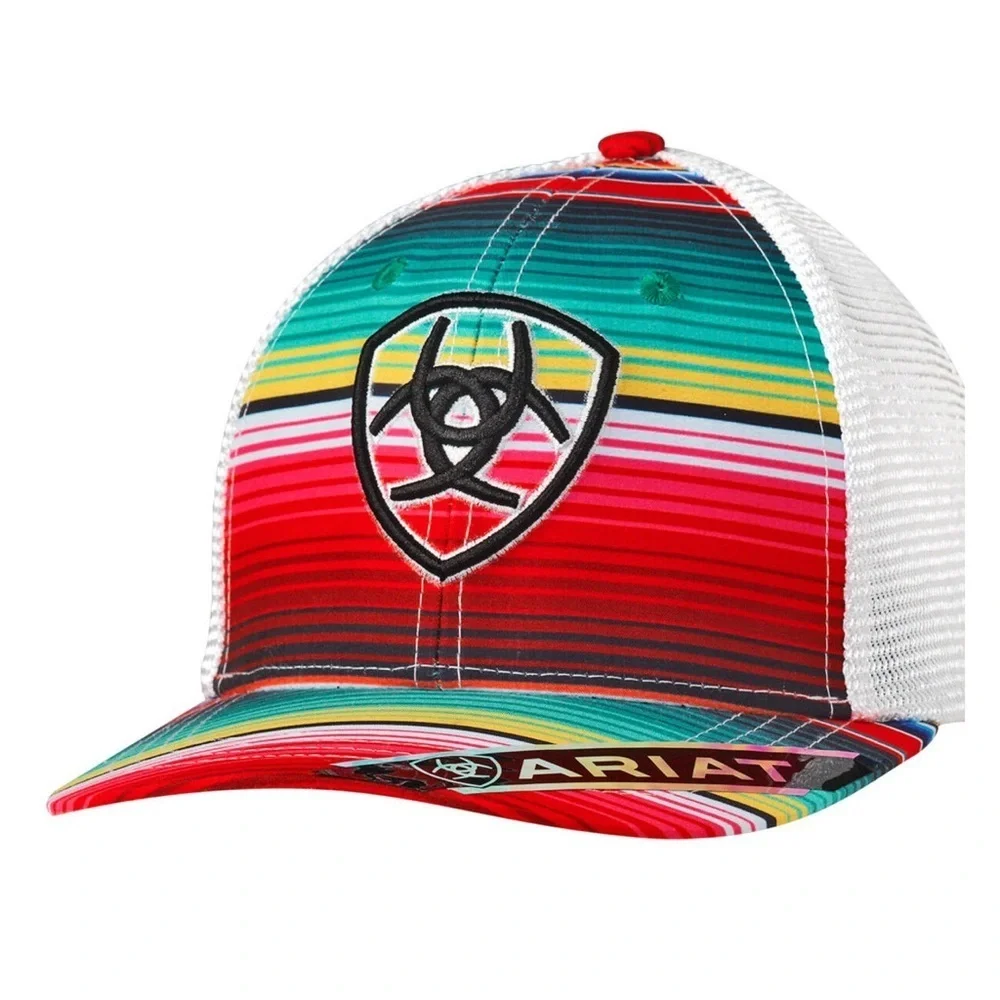 Ariat Serape Striped Ball Cap,mesh back,snapback,embroidered logo,6 vent panel - Picture 2 of 10